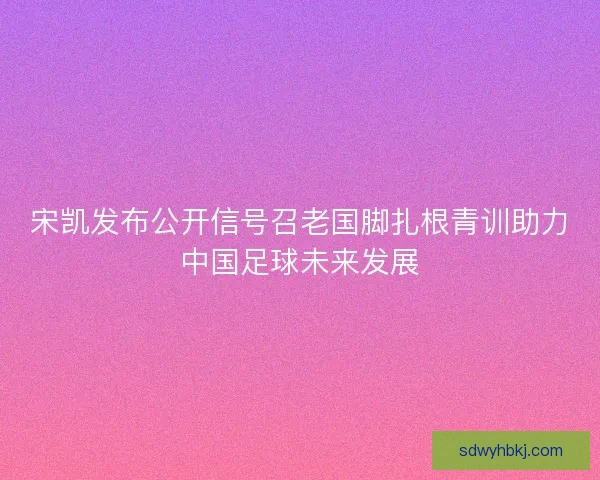 宋凯发布公开信号召老国脚扎根青训助力中国足球未来发展 宋凯发布公开信号召老国脚扎根青训助力中国足球未来发展